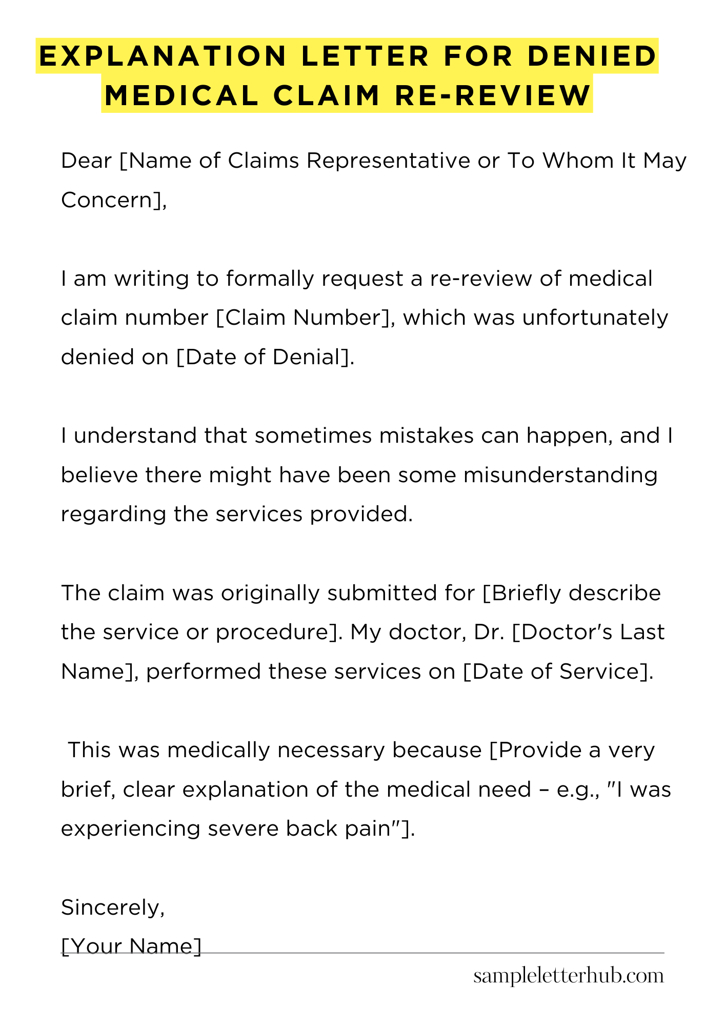 Explanation Letter for Denied Medical Claim Re-Review
