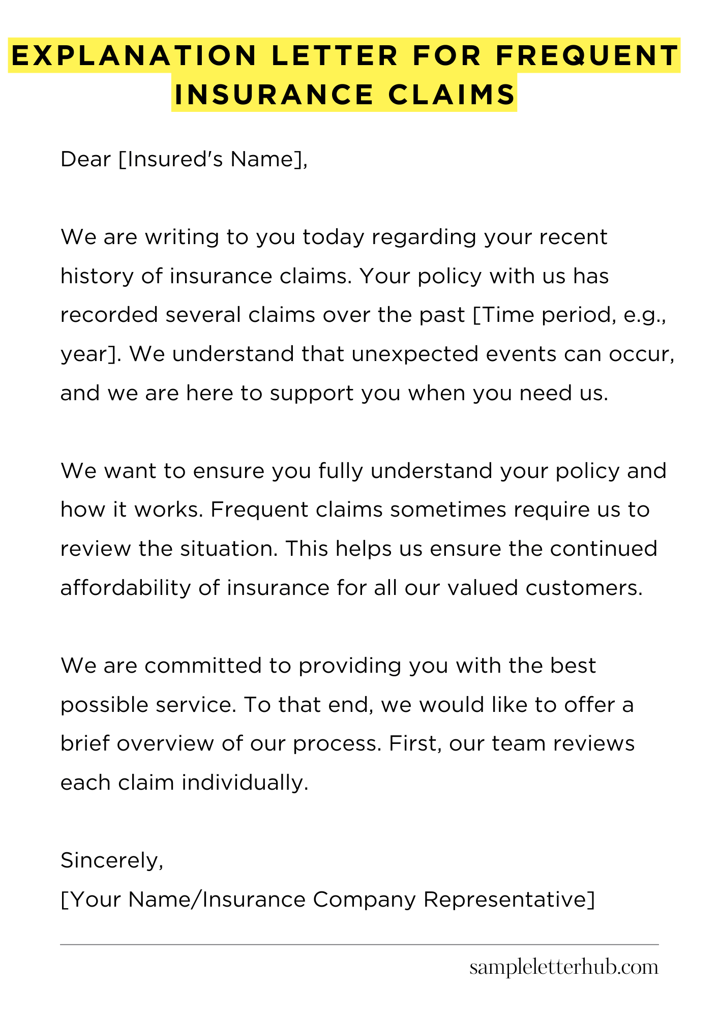 Explanation Letter for Frequent Insurance Claims