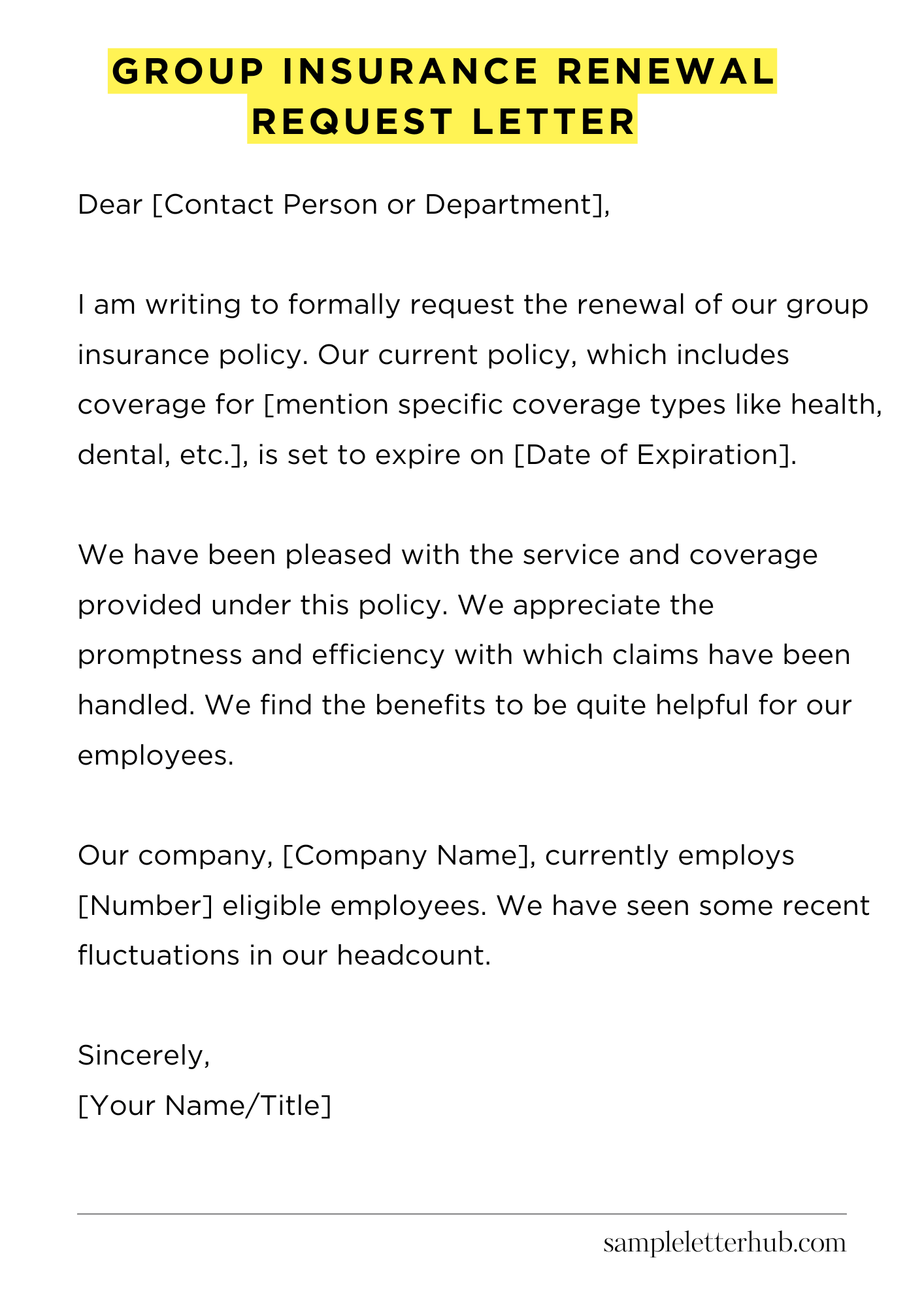 Group Insurance Renewal Request Letter