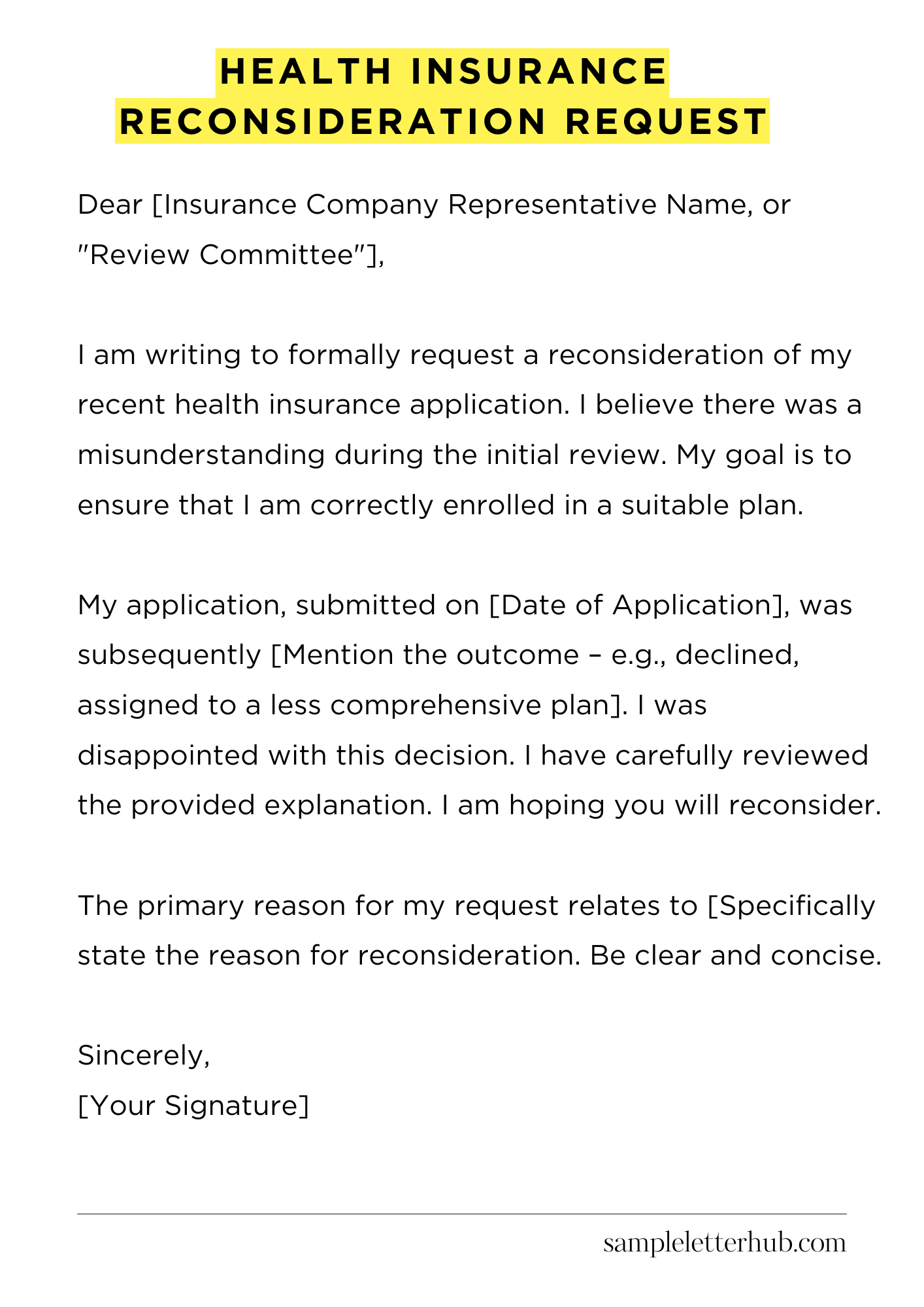 Health Insurance Reconsideration Request