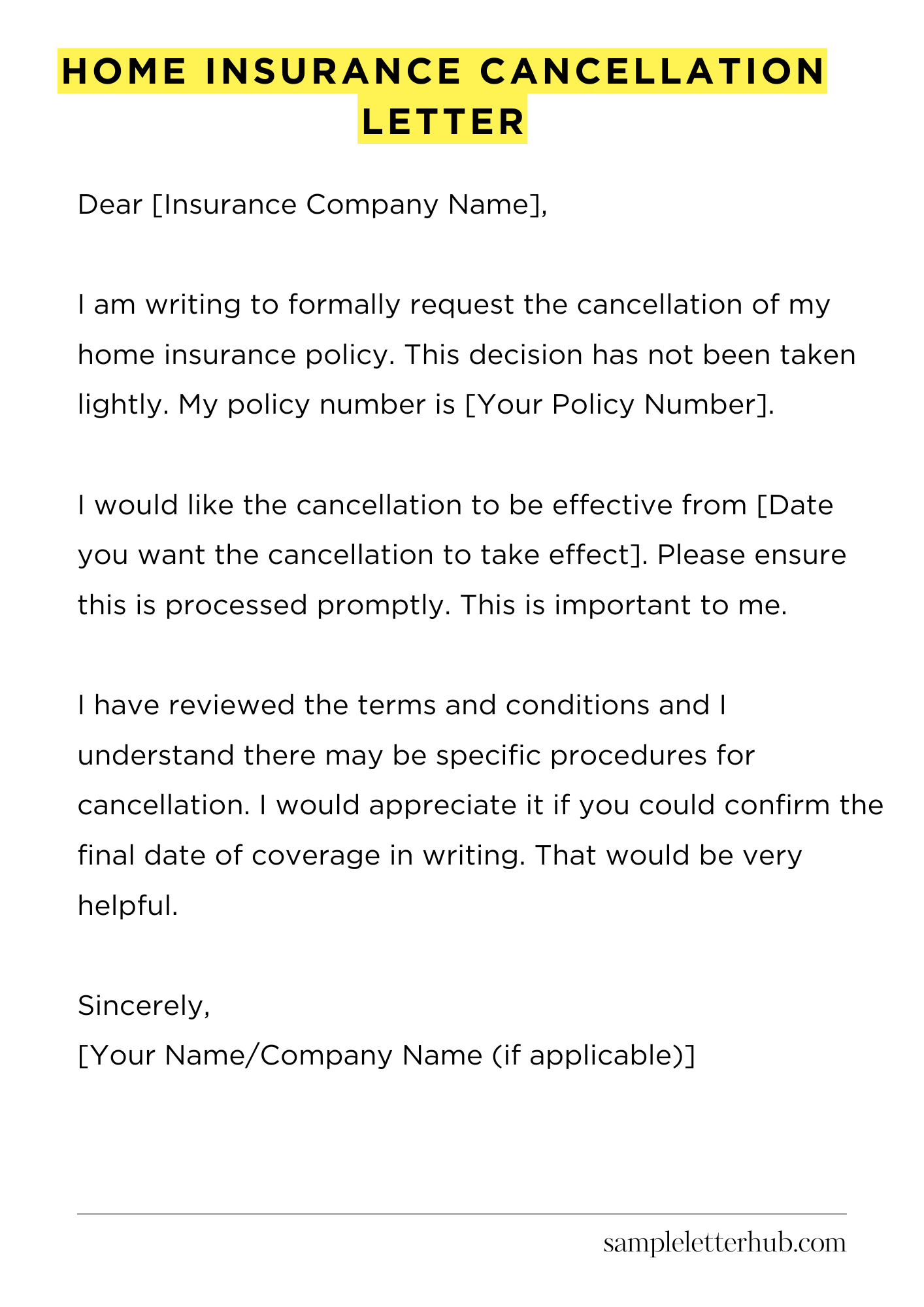 Home Insurance Cancellation Letter