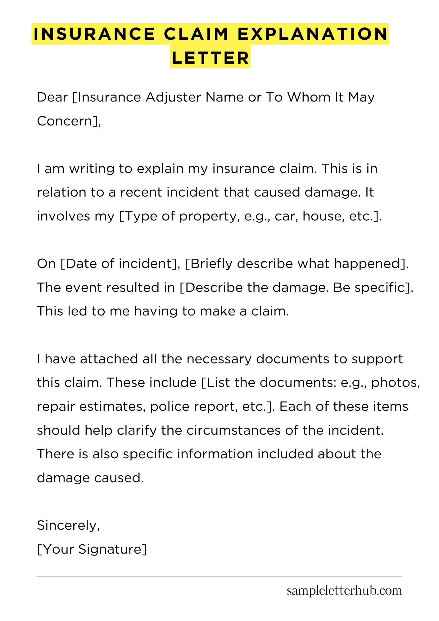 Insurance Claim Explanation Letter