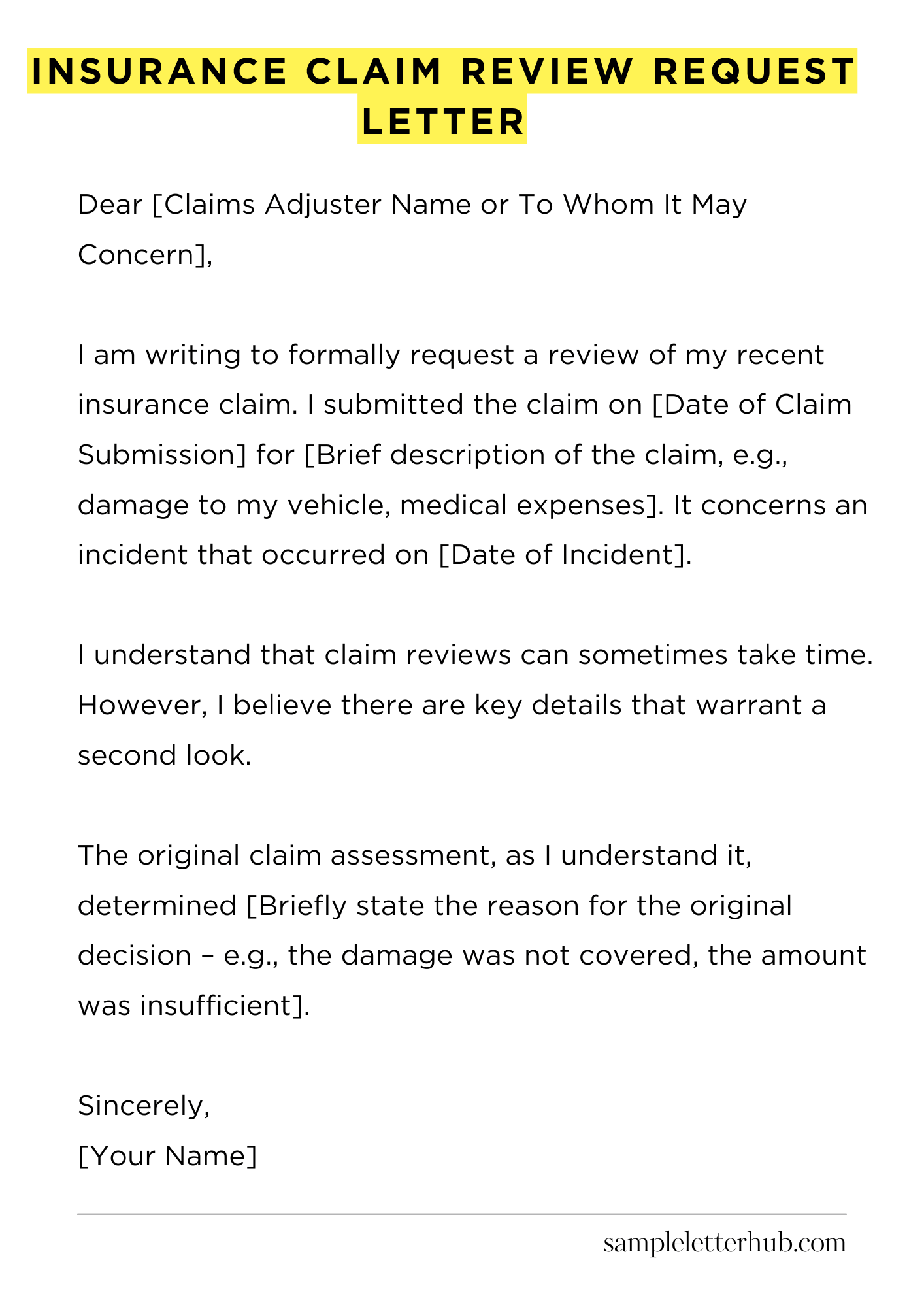 Insurance Claim Review Request Letter