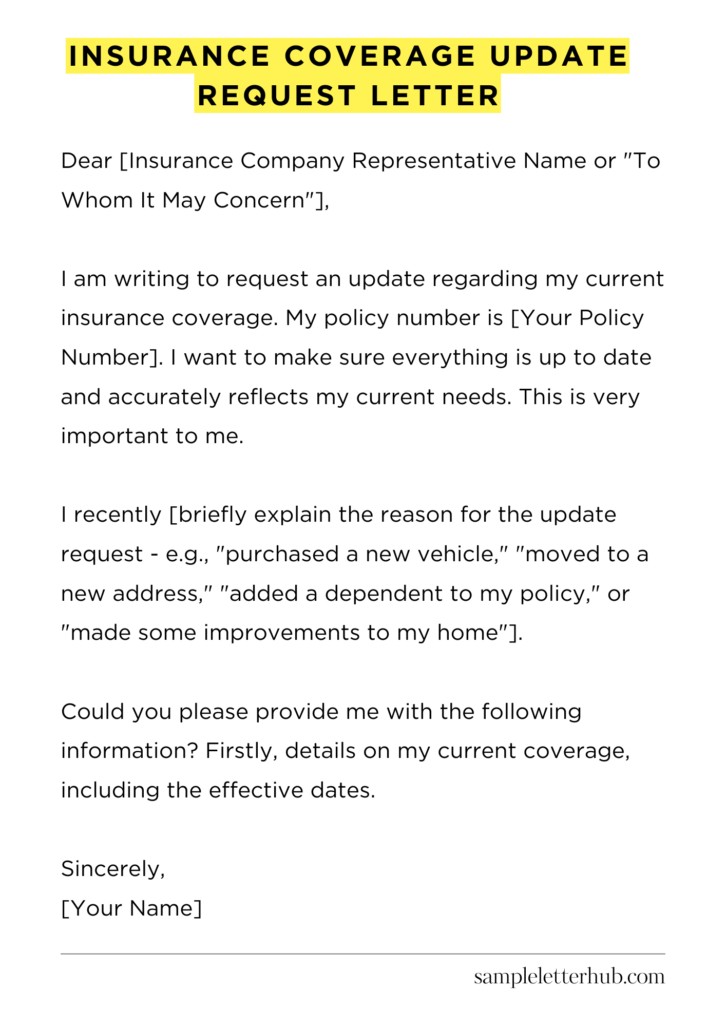 Insurance Coverage Update Request Letter