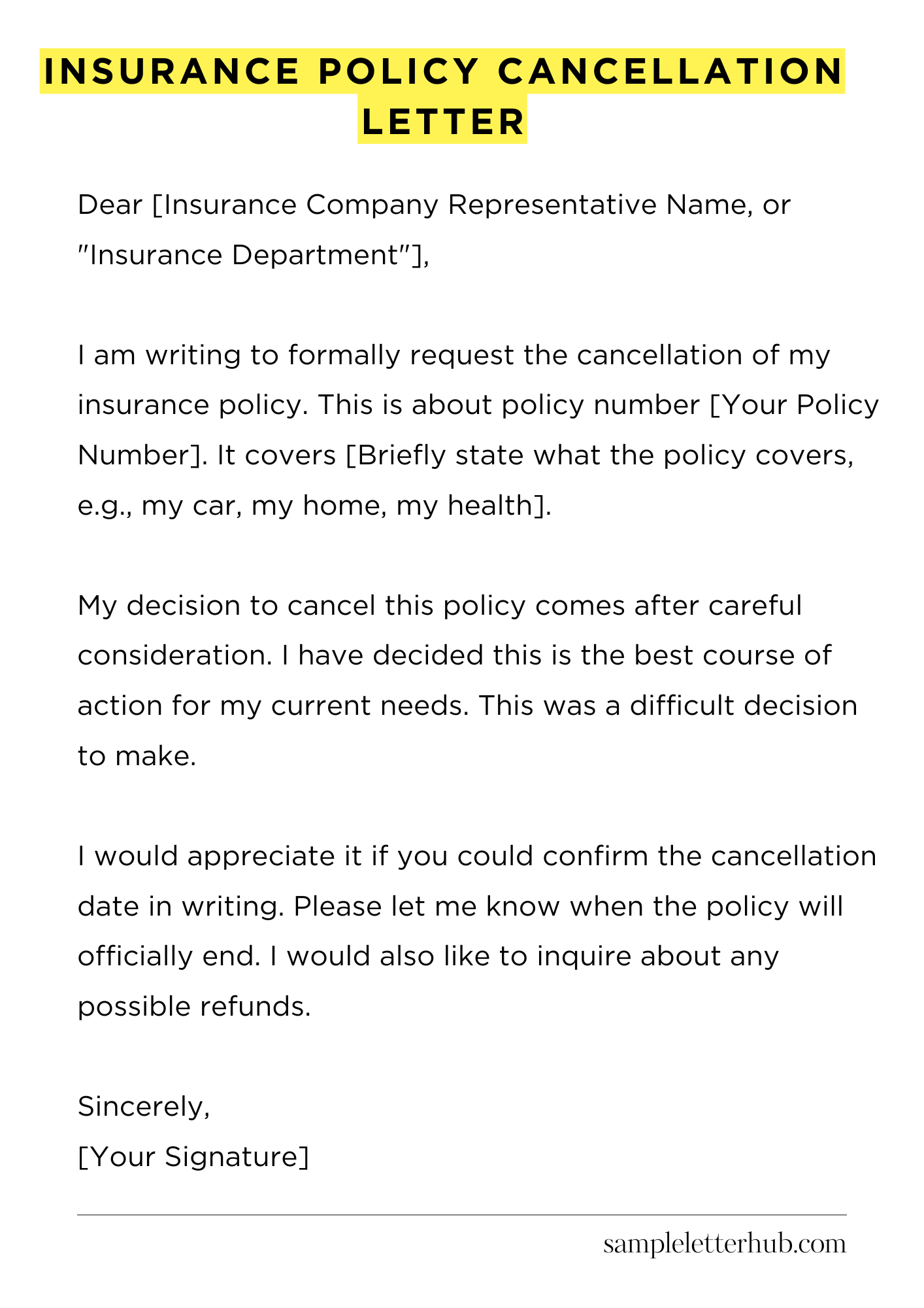 Insurance Policy Cancellation Letter