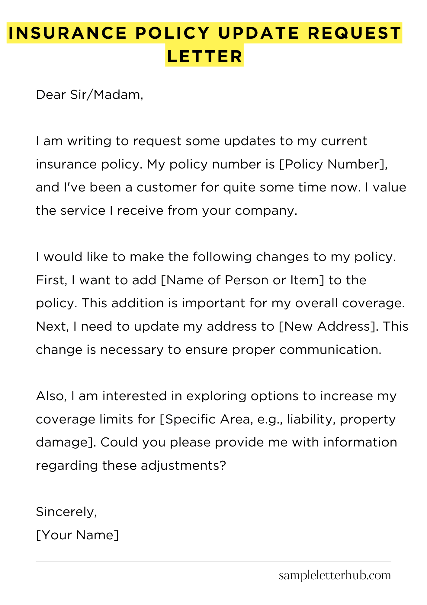 Insurance Policy Update Request Letter