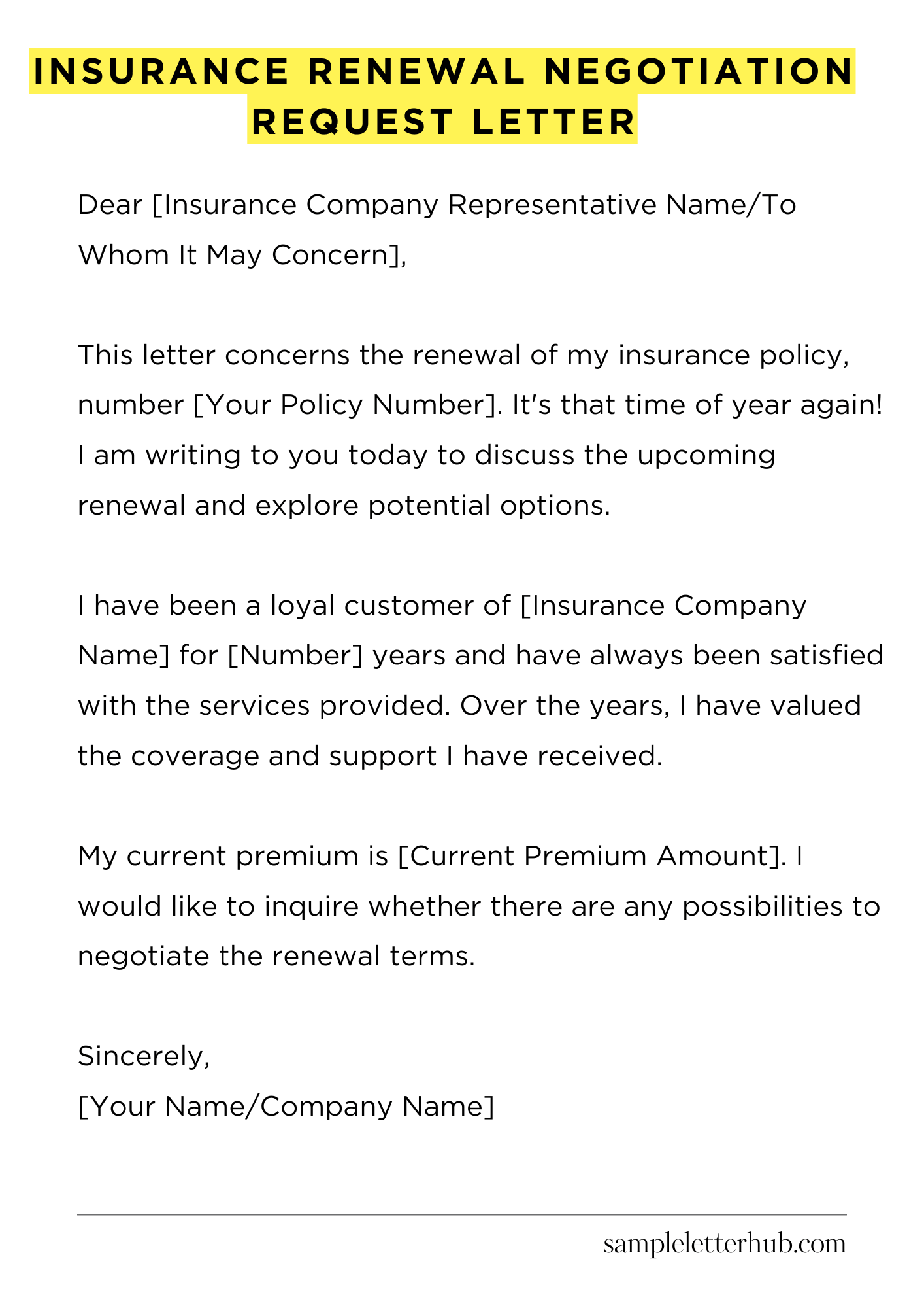 Insurance Renewal Negotiation Request Letter