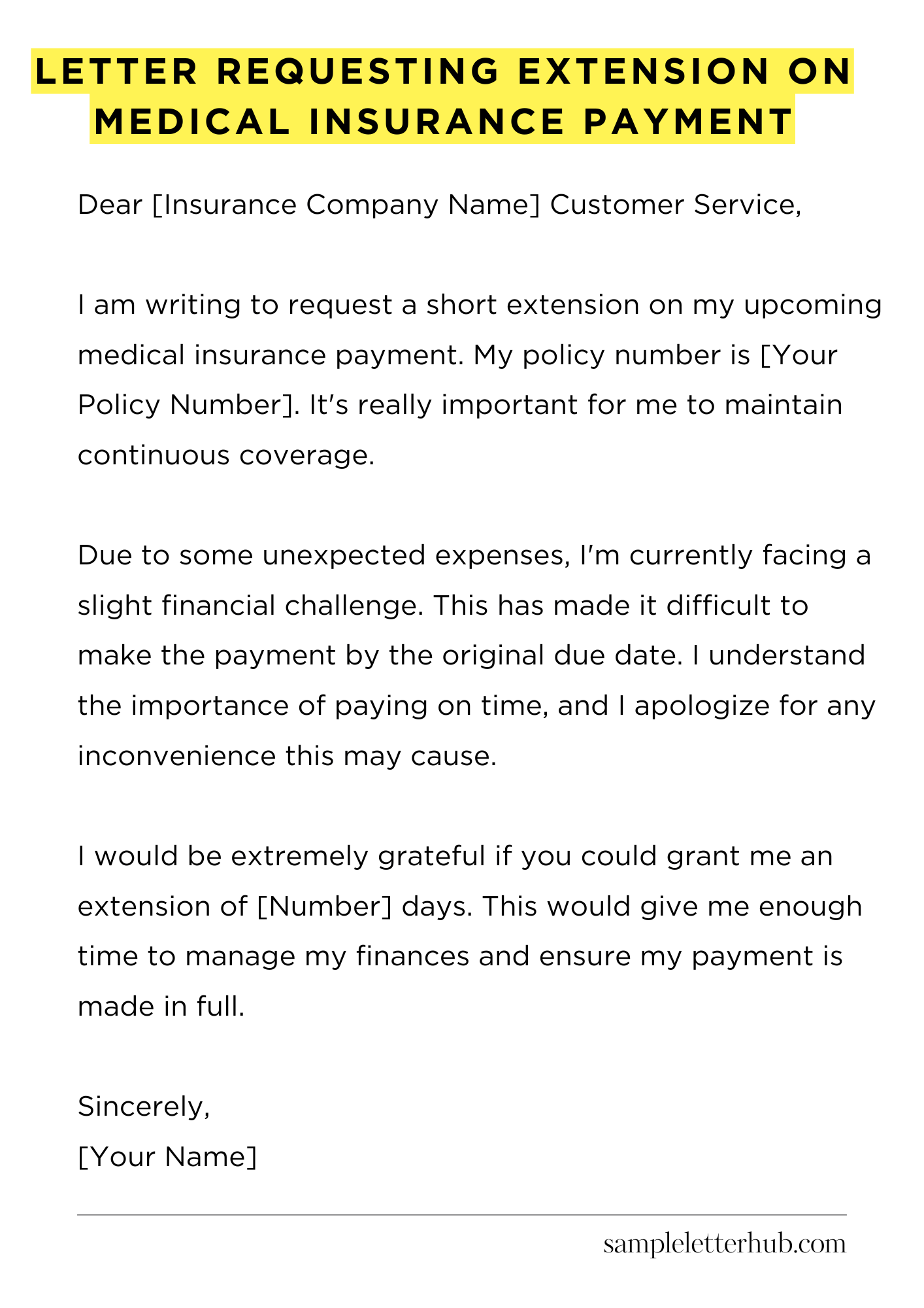 Letter Requesting Extension on Medical Insurance Payment