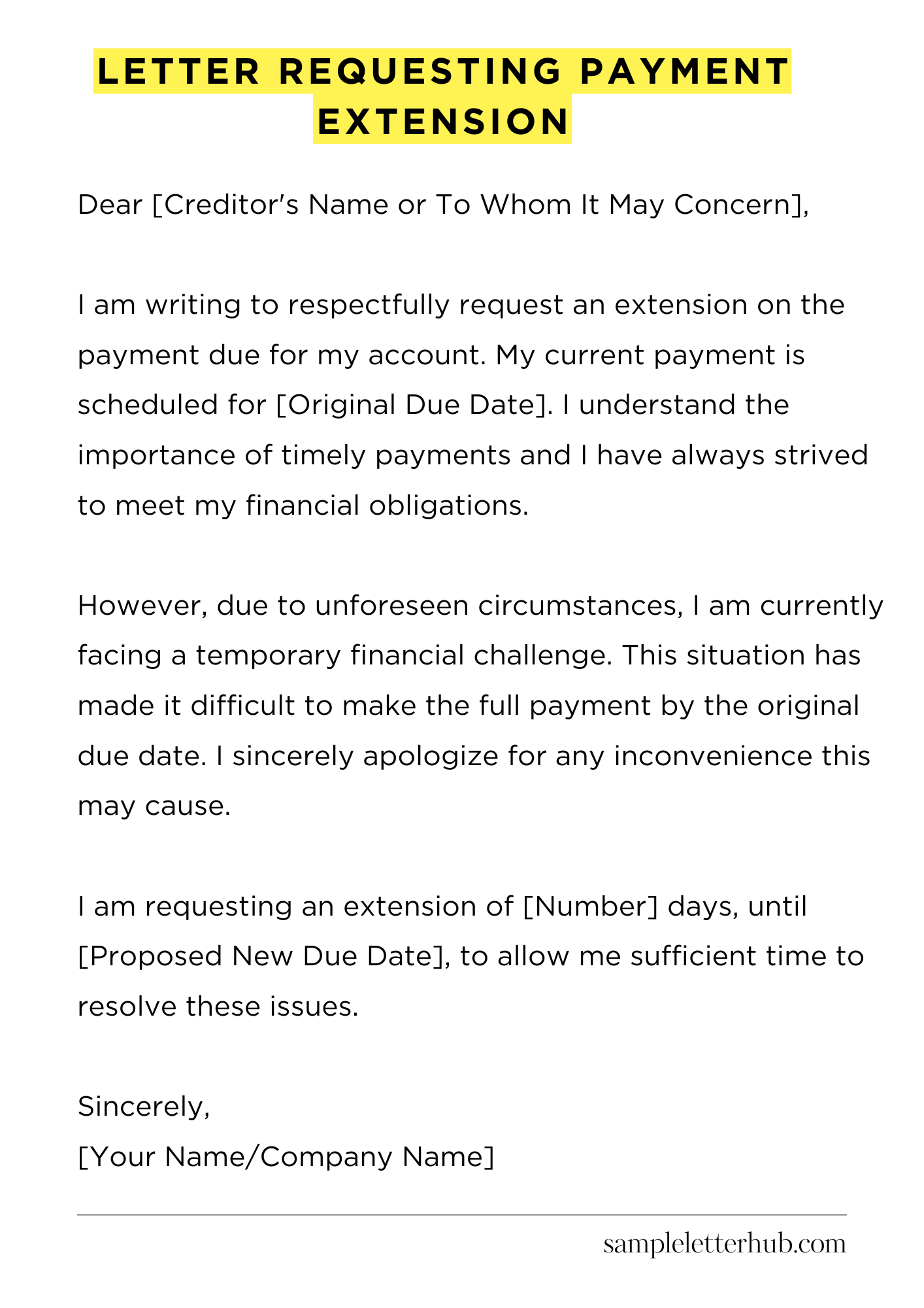 Letter Requesting Payment Extension