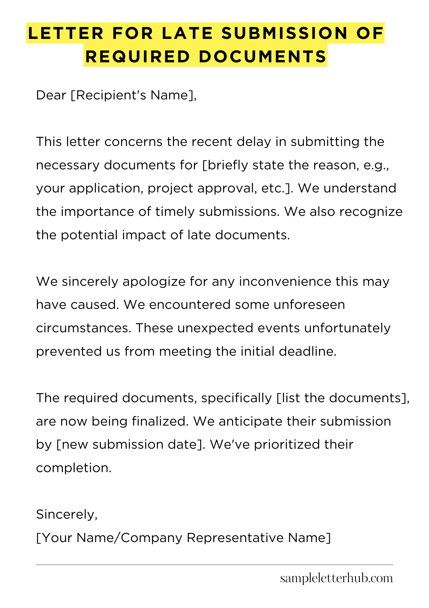 Letter for Late Submission of Required Documents