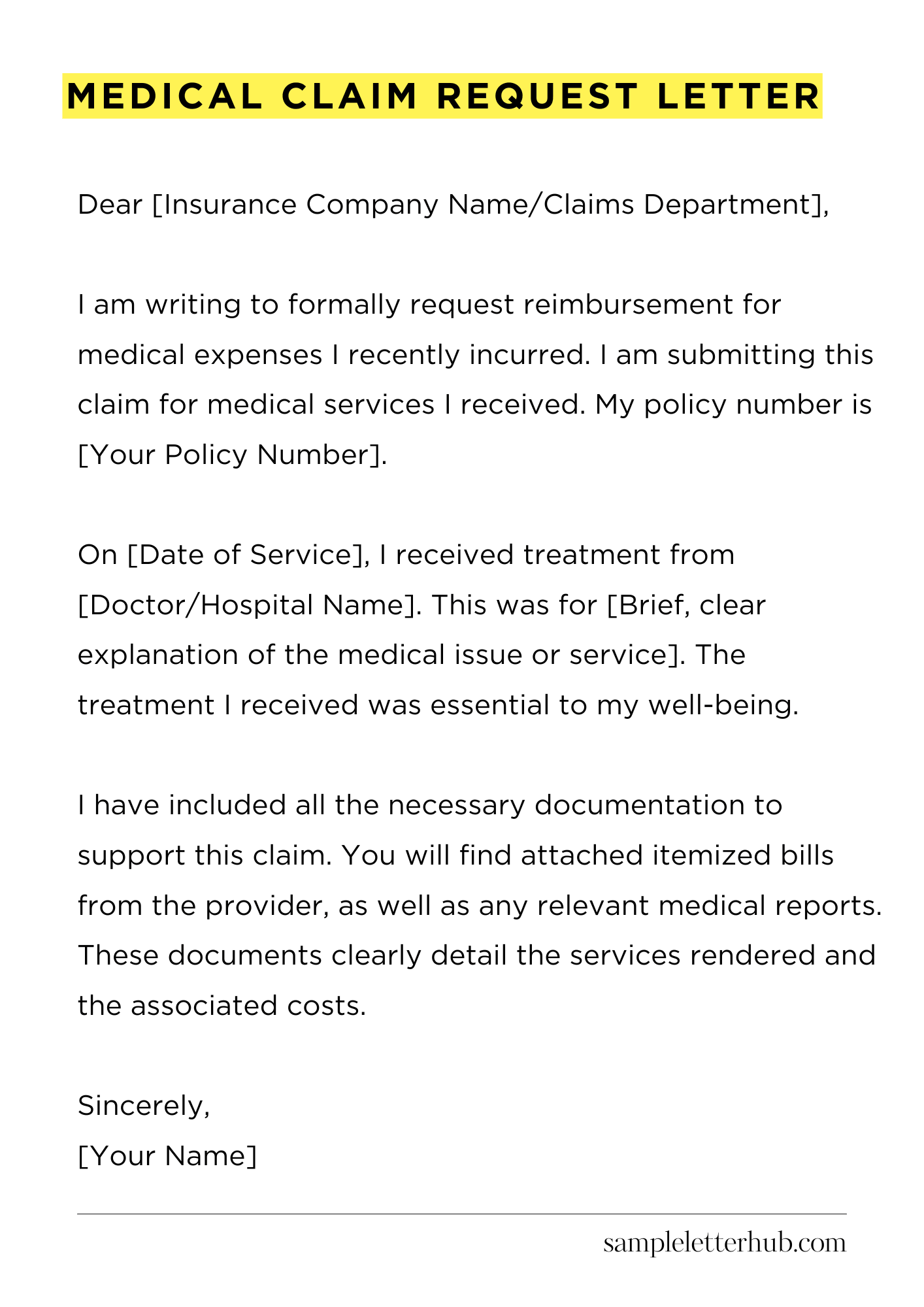 Medical Claim Request Letter
