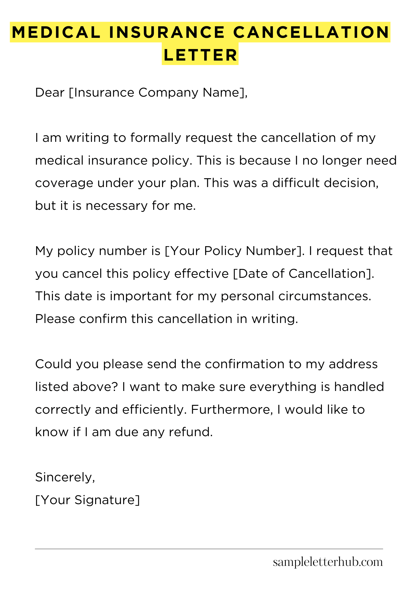 Medical Insurance Cancellation Letter