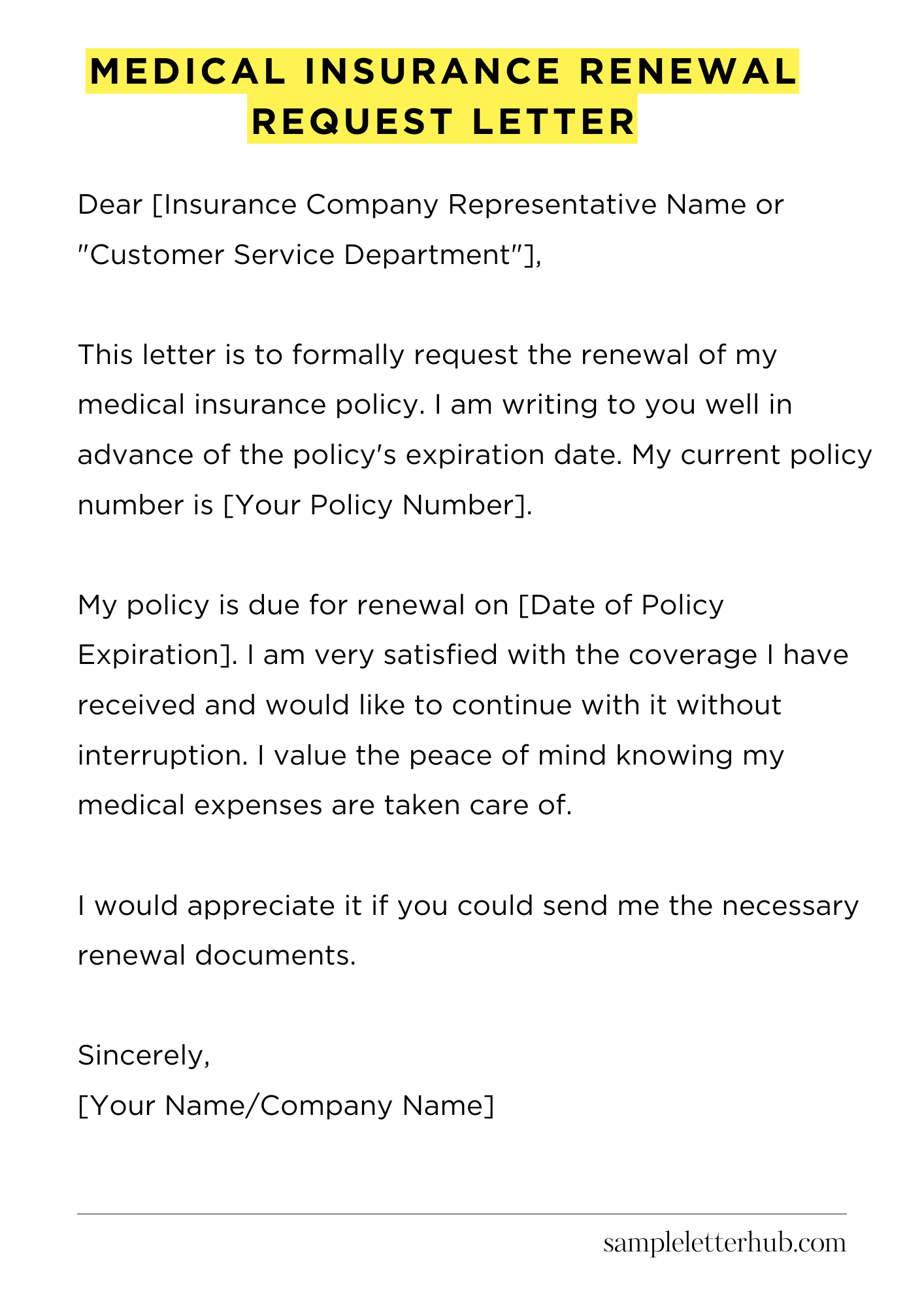 Medical Insurance Renewal Request Letter