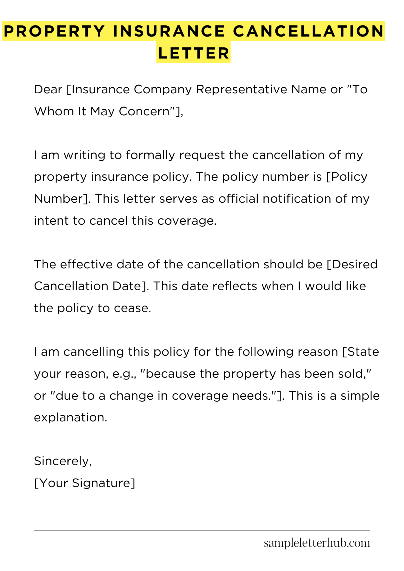 Property Insurance Cancellation Letter