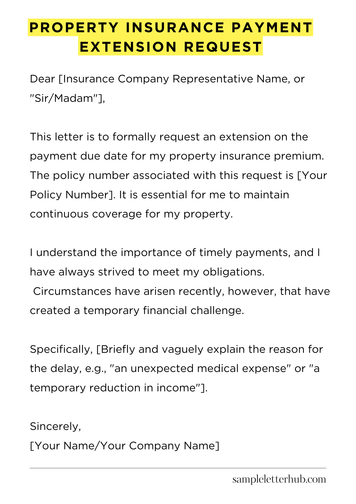 Property Insurance Payment Extension Request