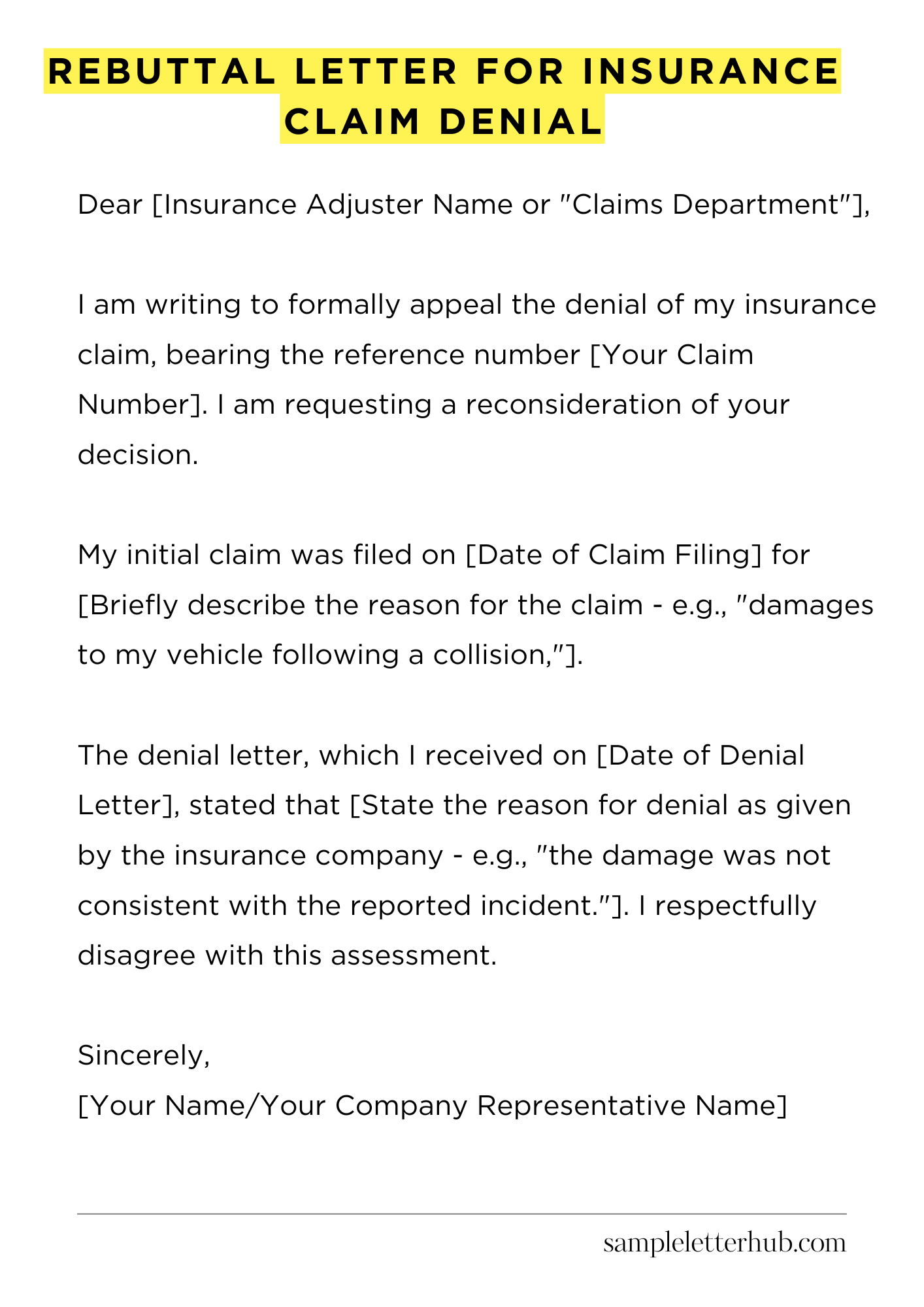 Rebuttal Letter for Insurance Claim Denial
