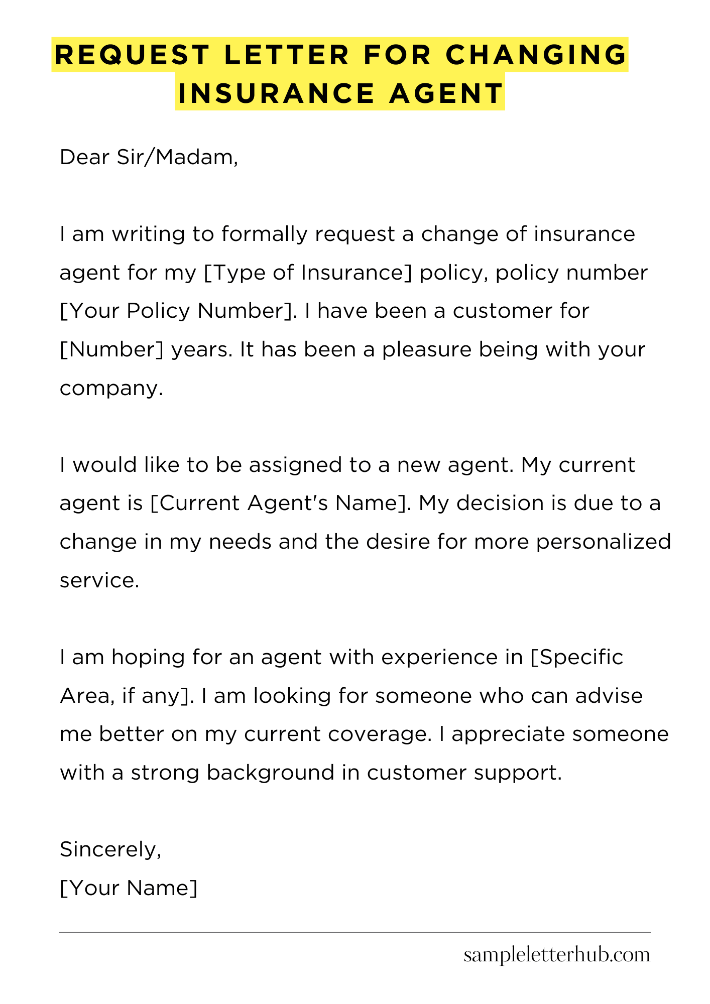 Request Letter for Changing Insurance Agent