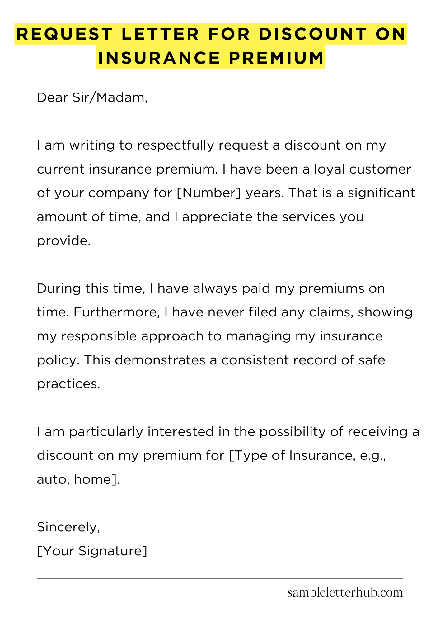 Request Letter for Discount on Insurance Premium