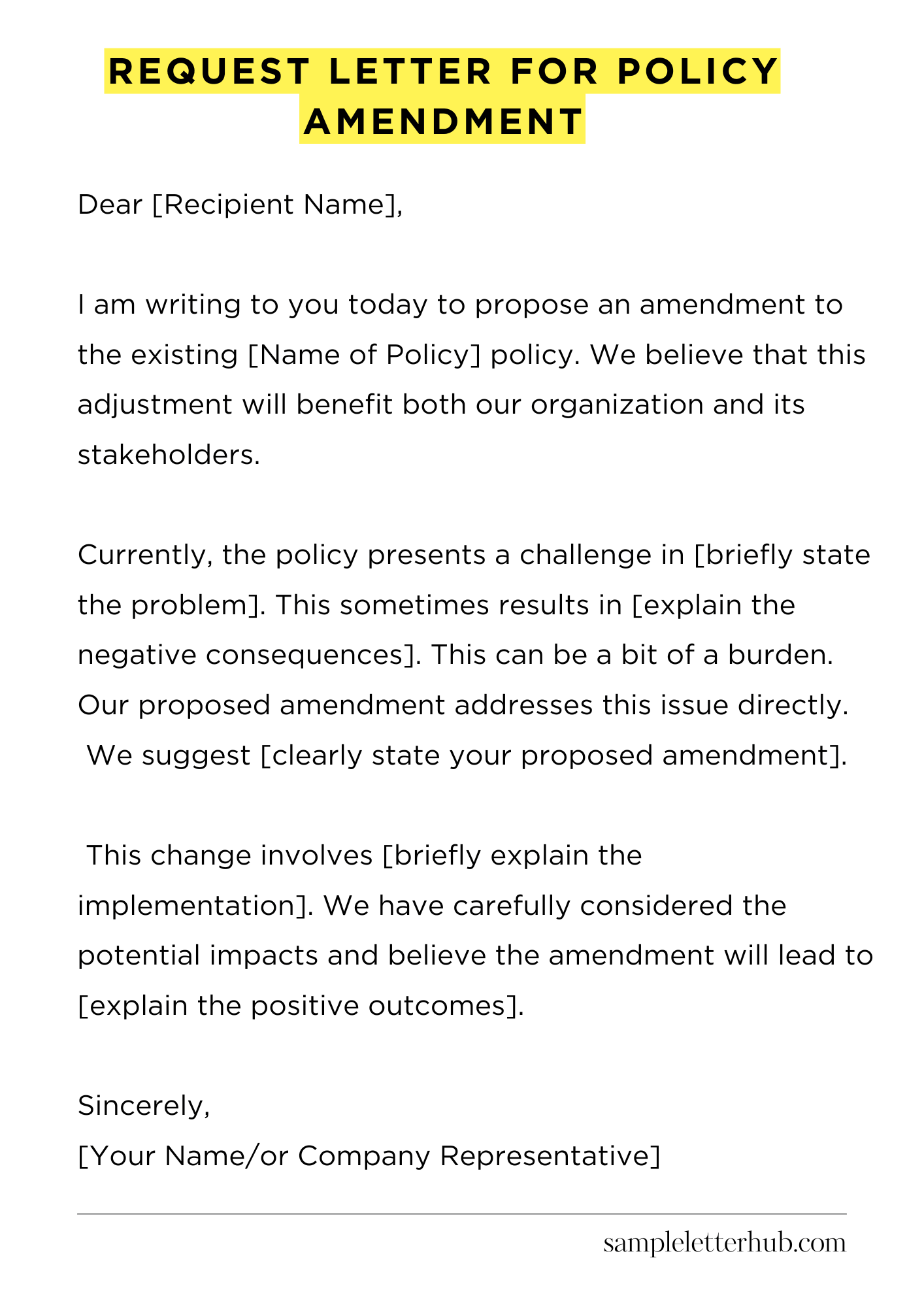 Request Letter for Policy Amendment