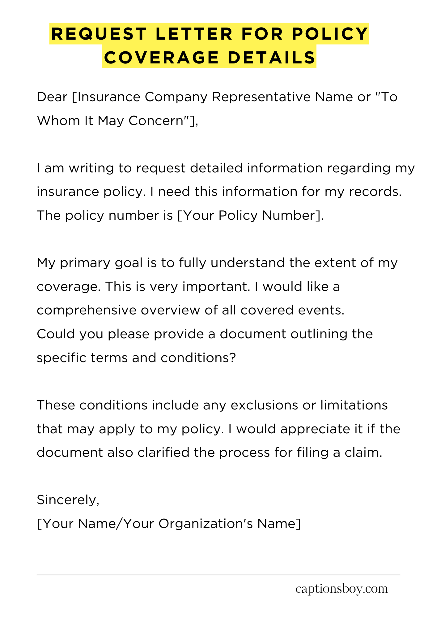 Request Letter for Policy Coverage Details