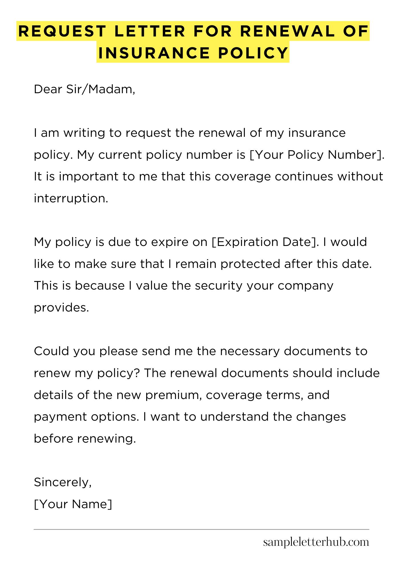 Request Letter for Renewal of Insurance Policy