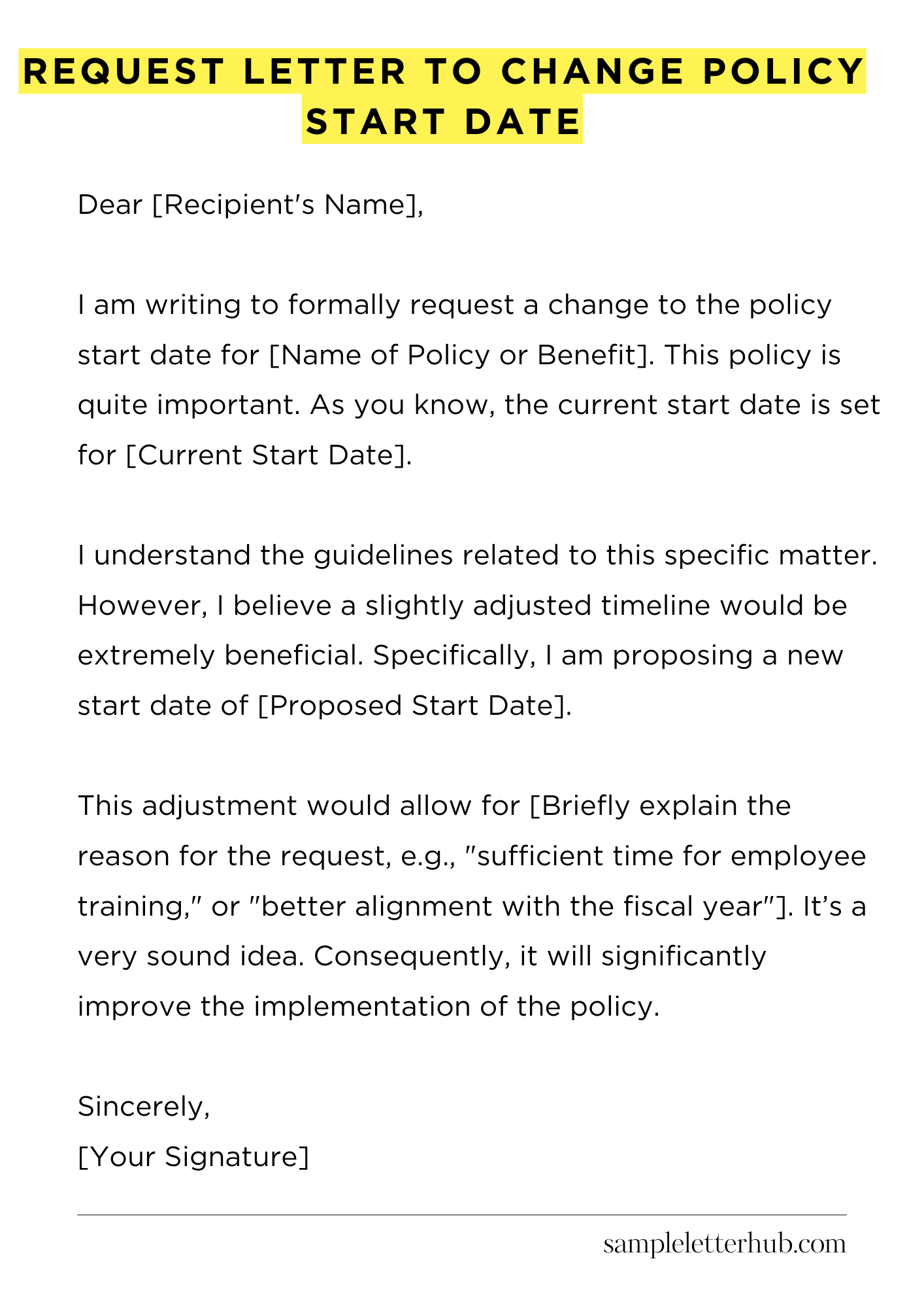 Request Letter to Change Policy Start Date