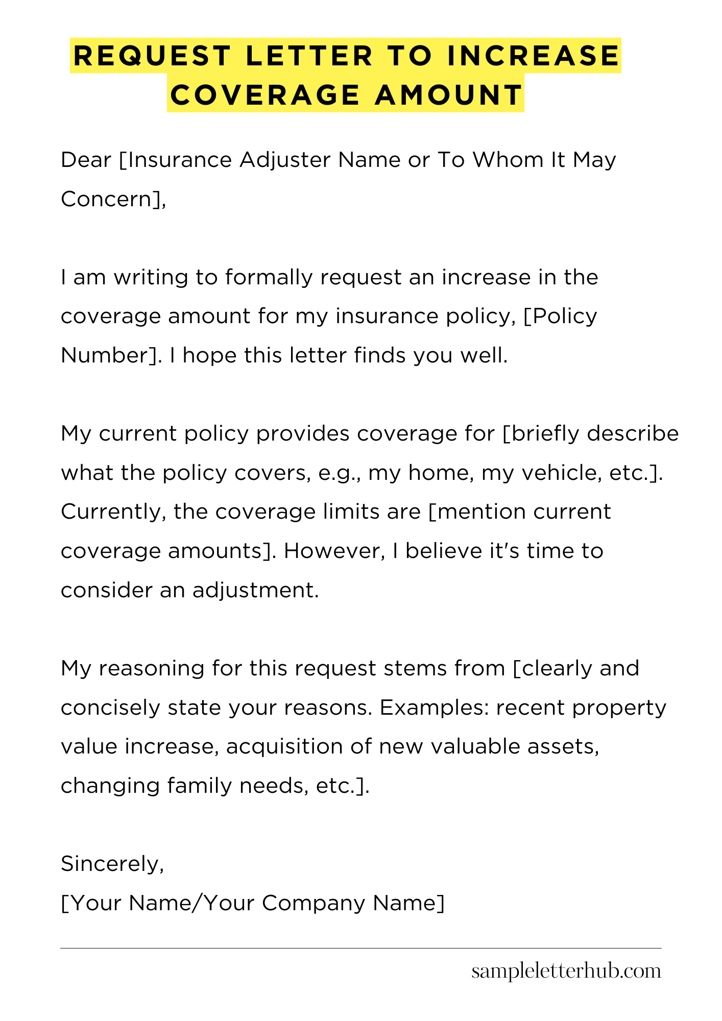 Request Letter to Increase Coverage Amount
