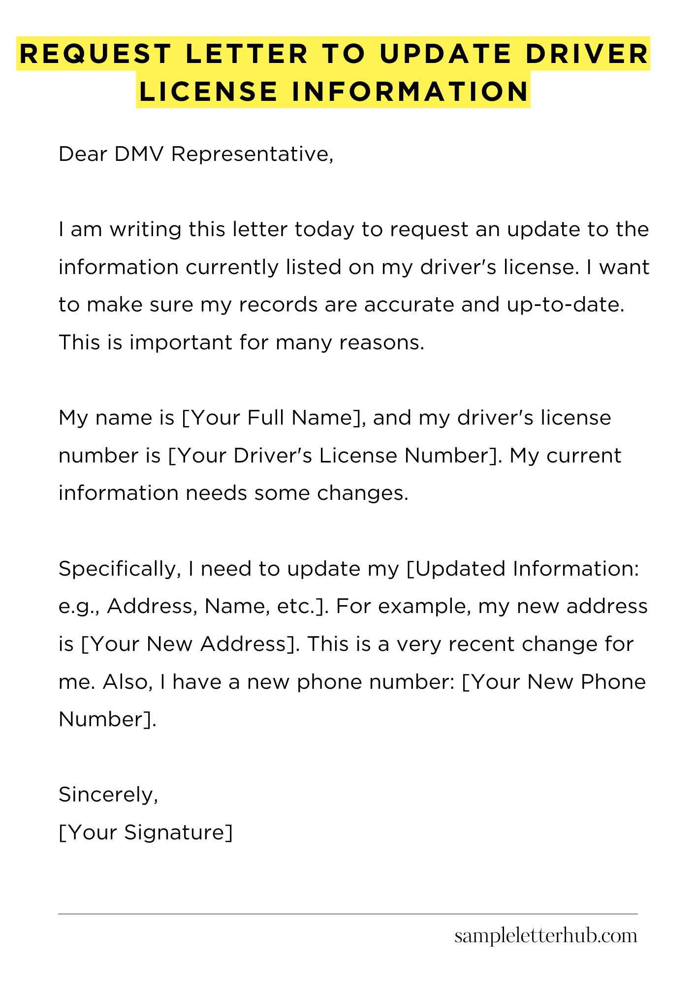 Request Letter to Update Driver License Information