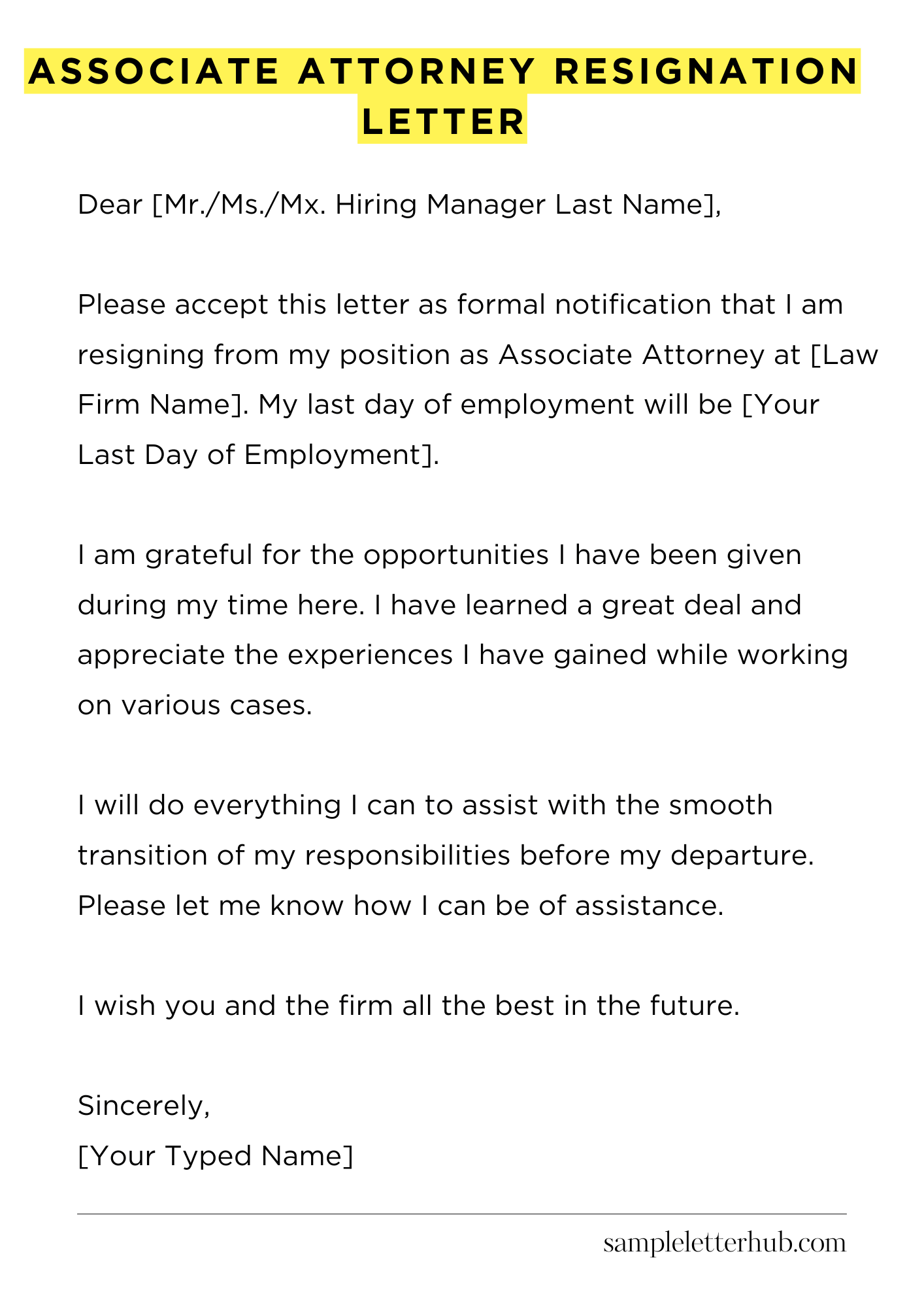 Associate Attorney Resignation Letter