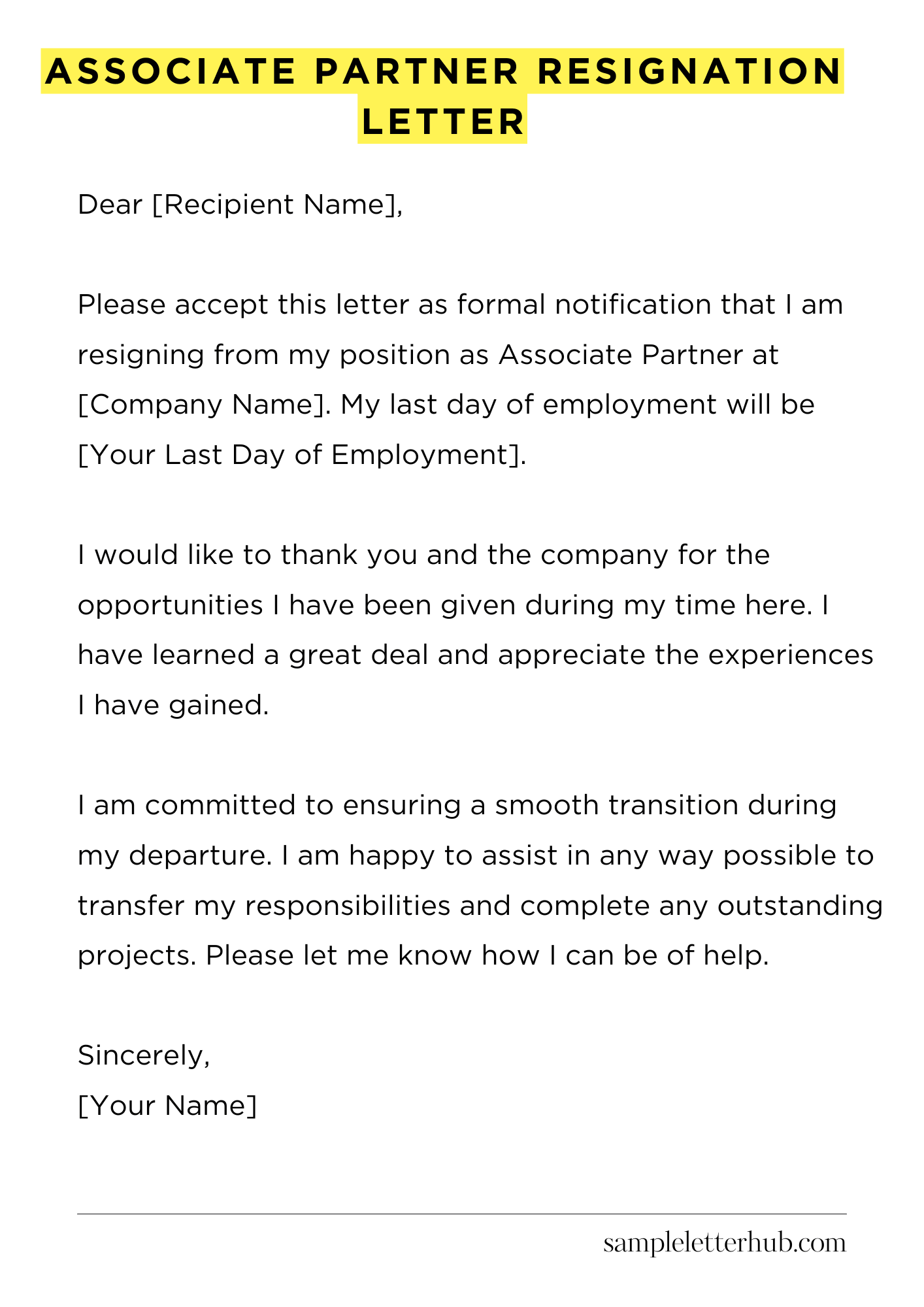 Associate Partner Resignation Letter