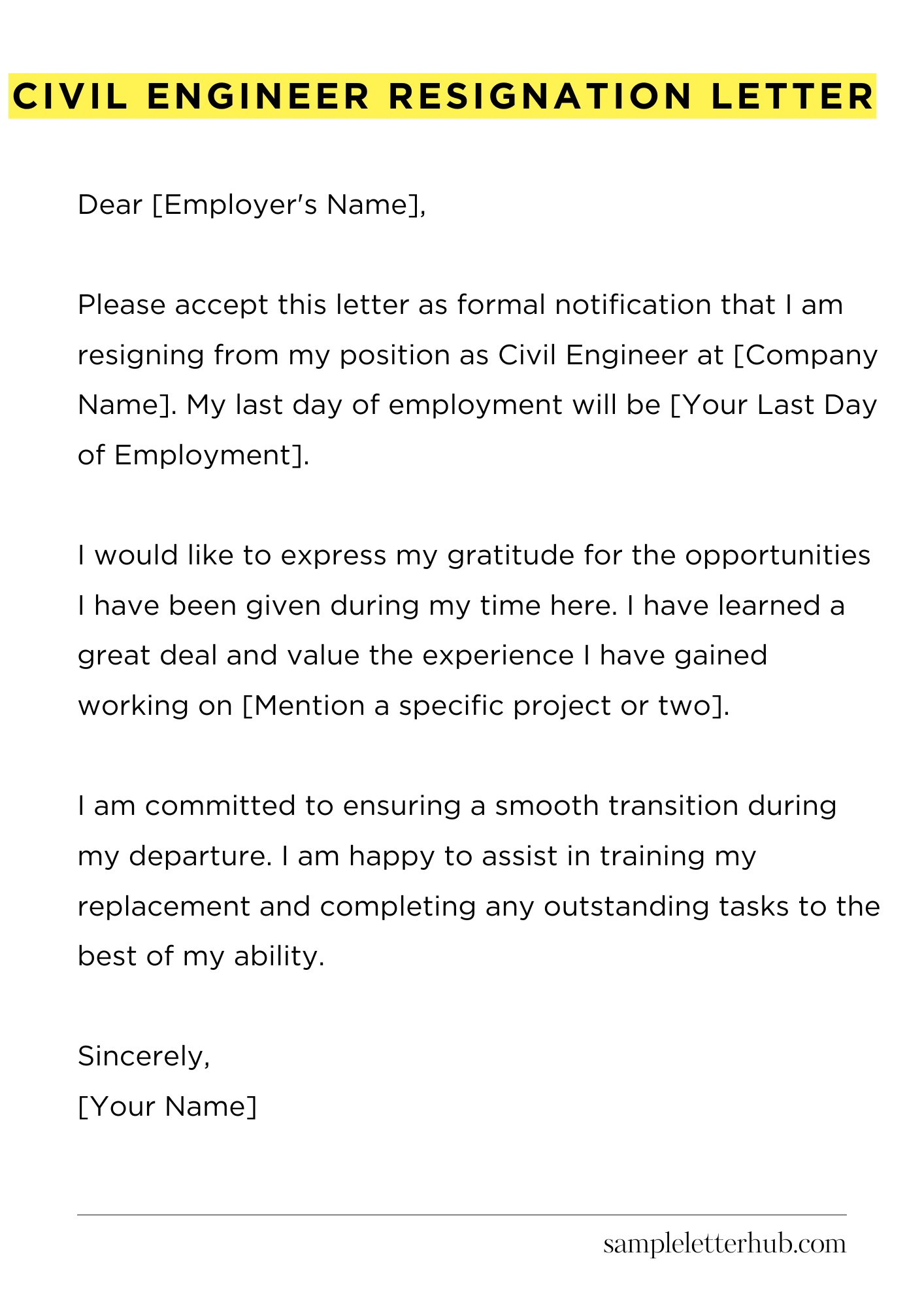 Civil Engineer Resignation Letter