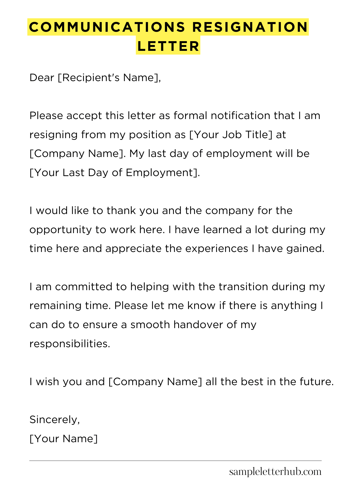 Communications Resignation Letter