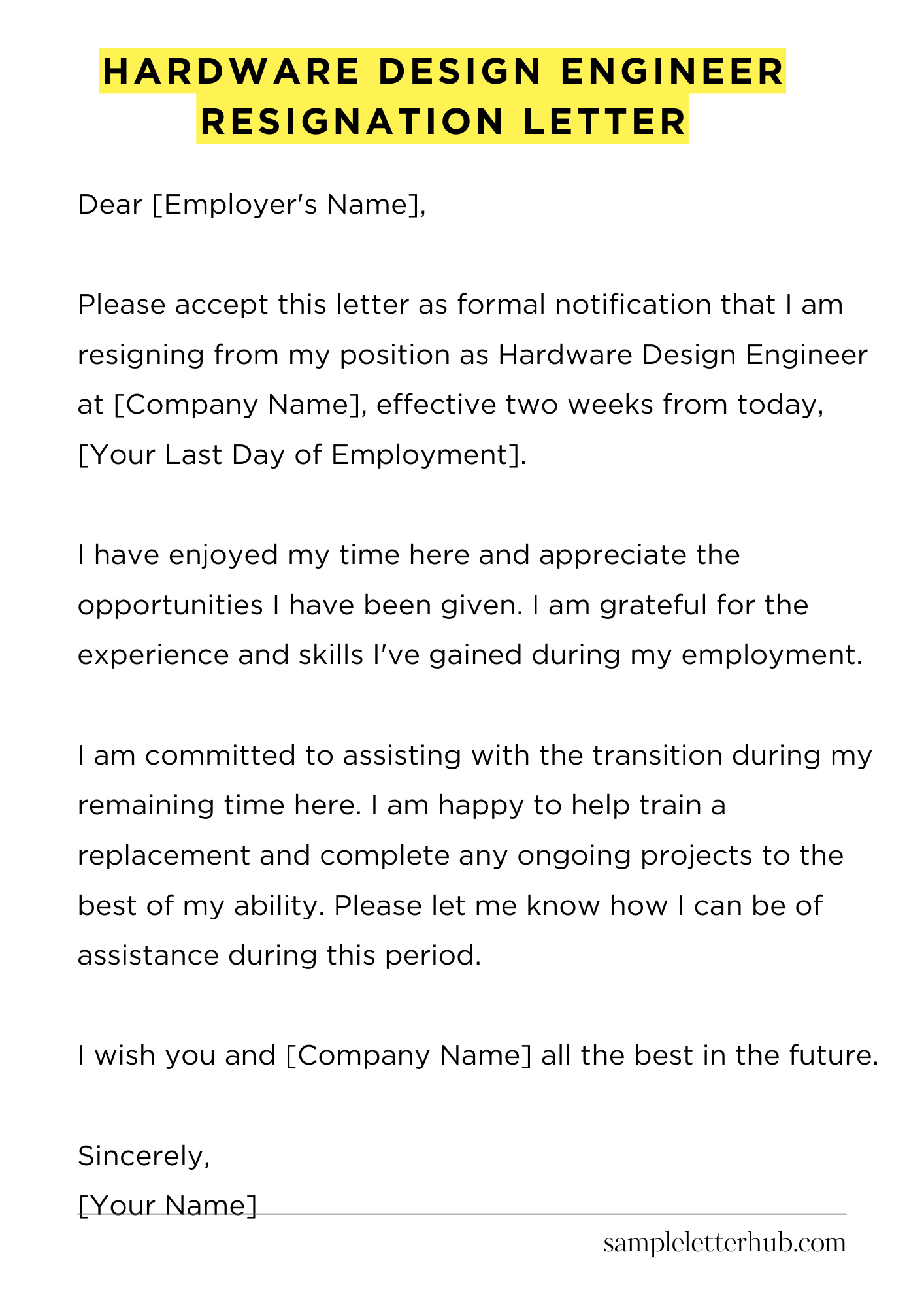 Hardware Design Engineer Resignation Letter