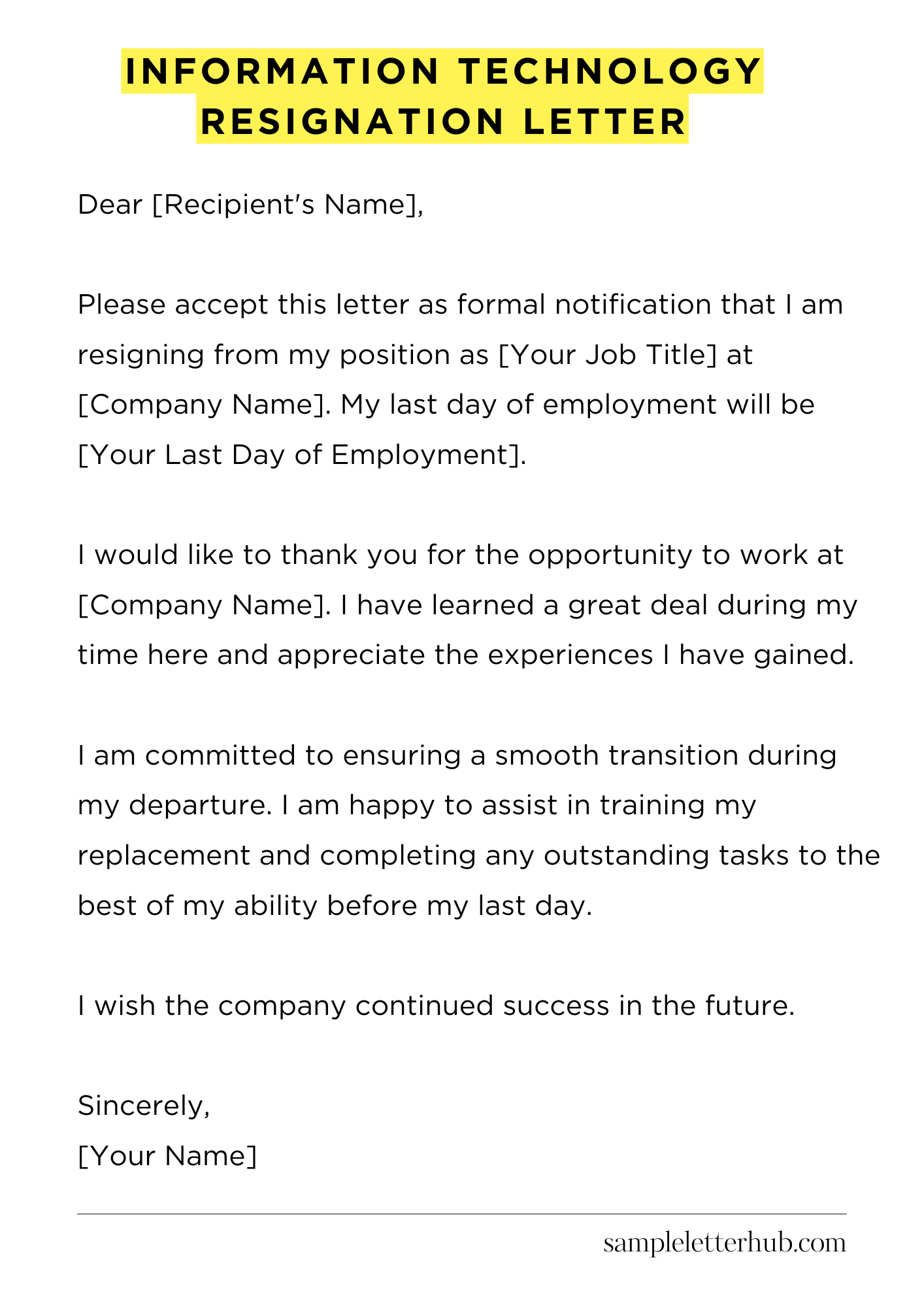 Information Technology Resignation Letter