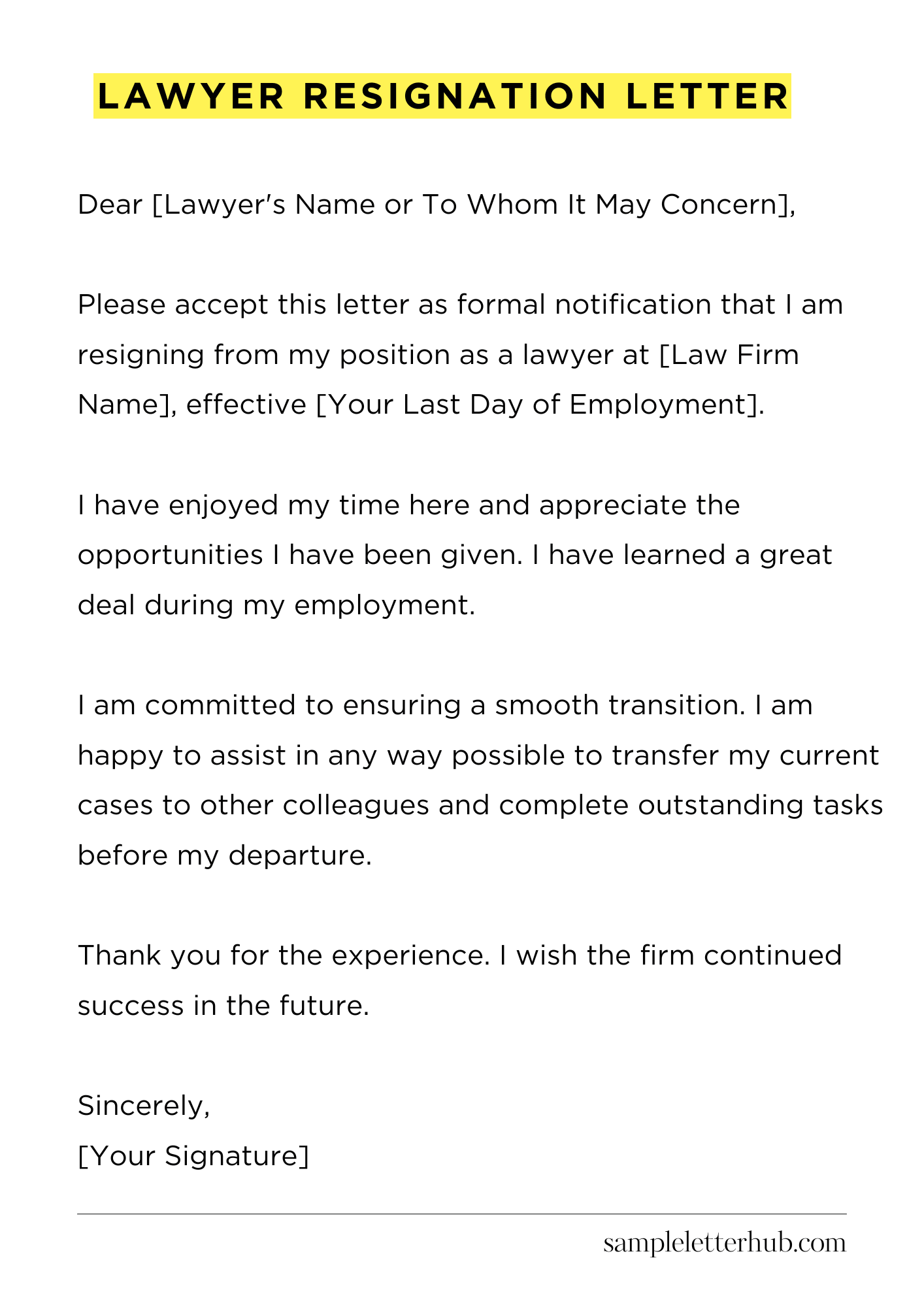Lawyer Resignation Letter