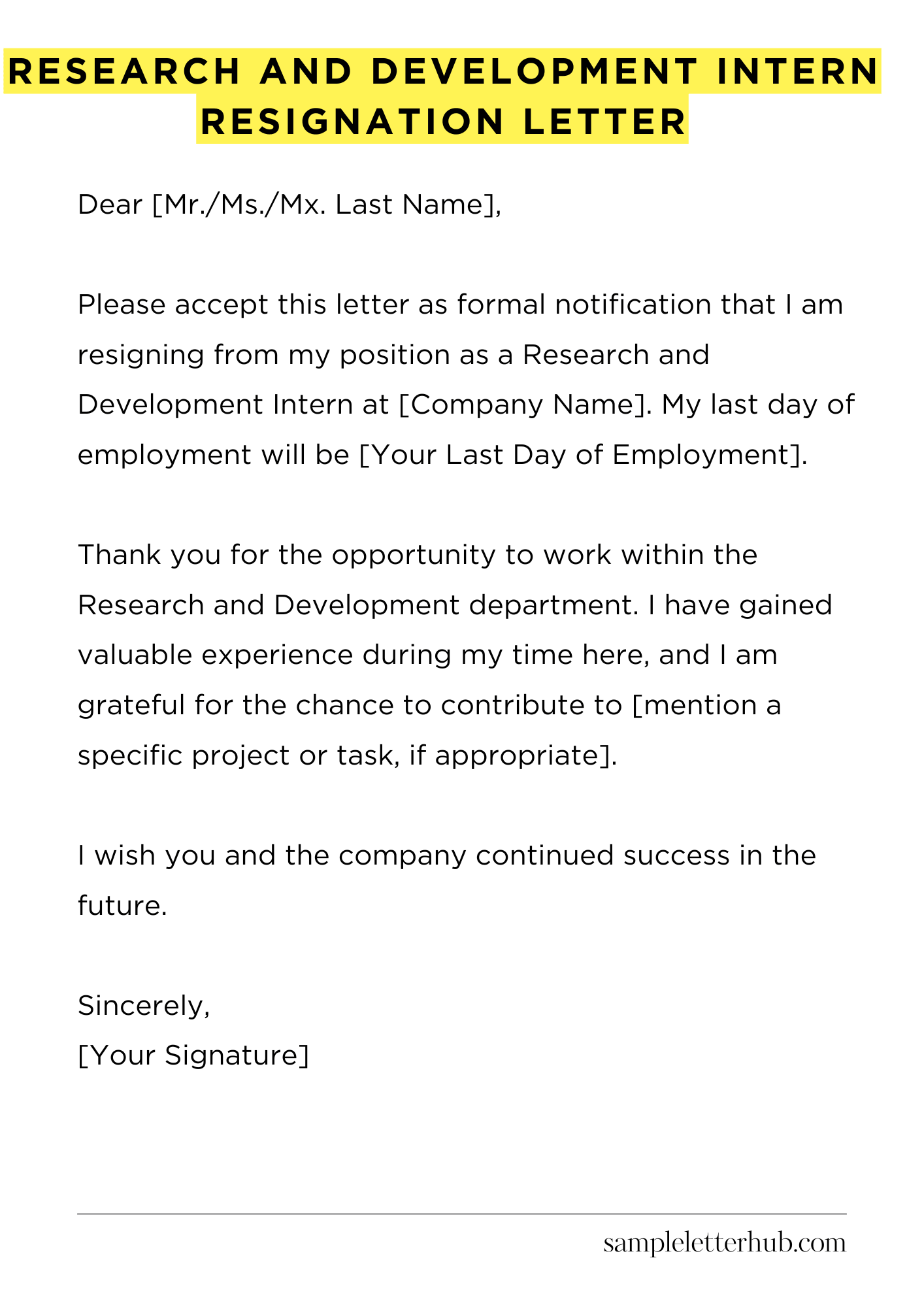 Research And Development Intern Resignation Letter
