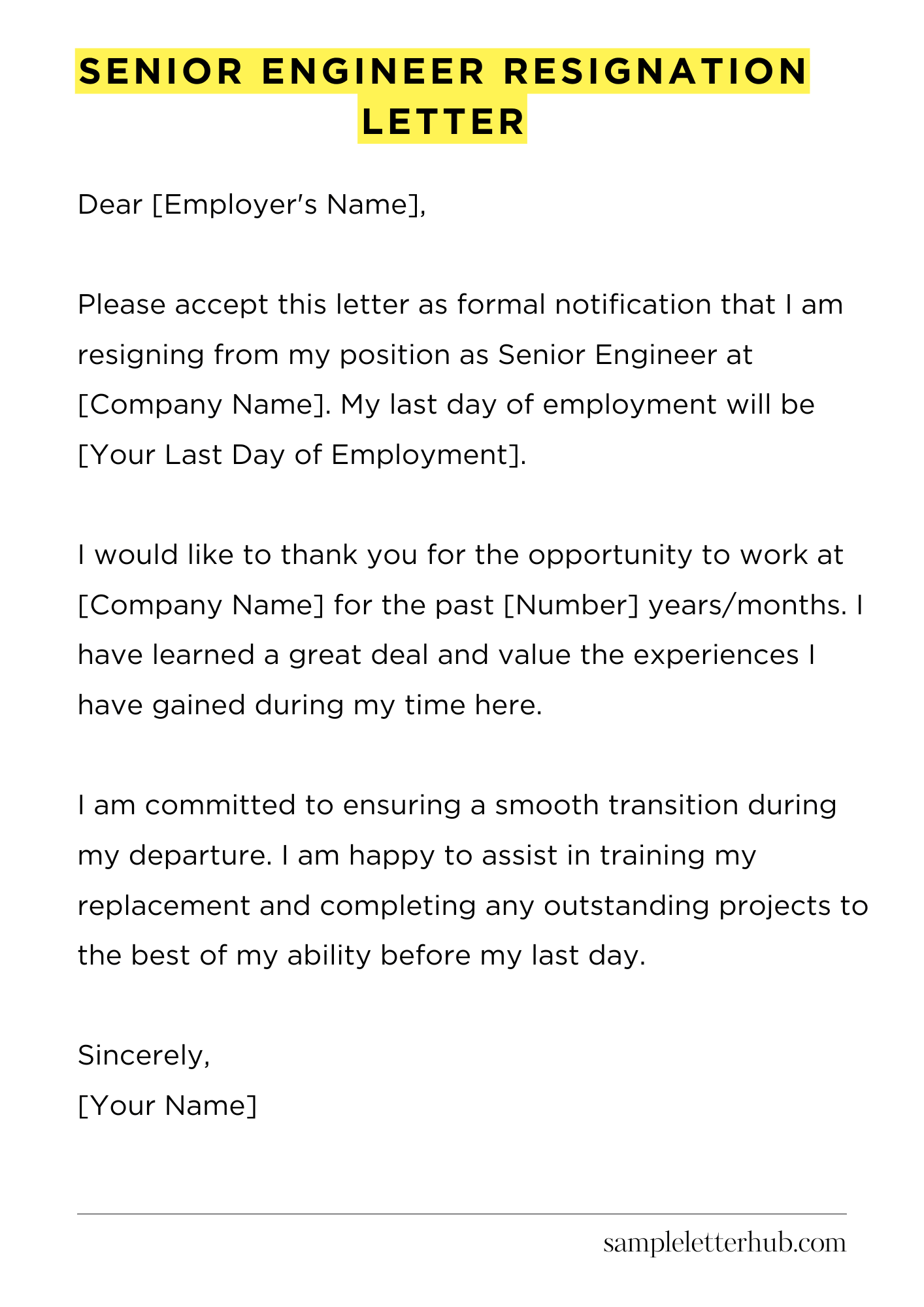 Senior Engineer Resignation Letter