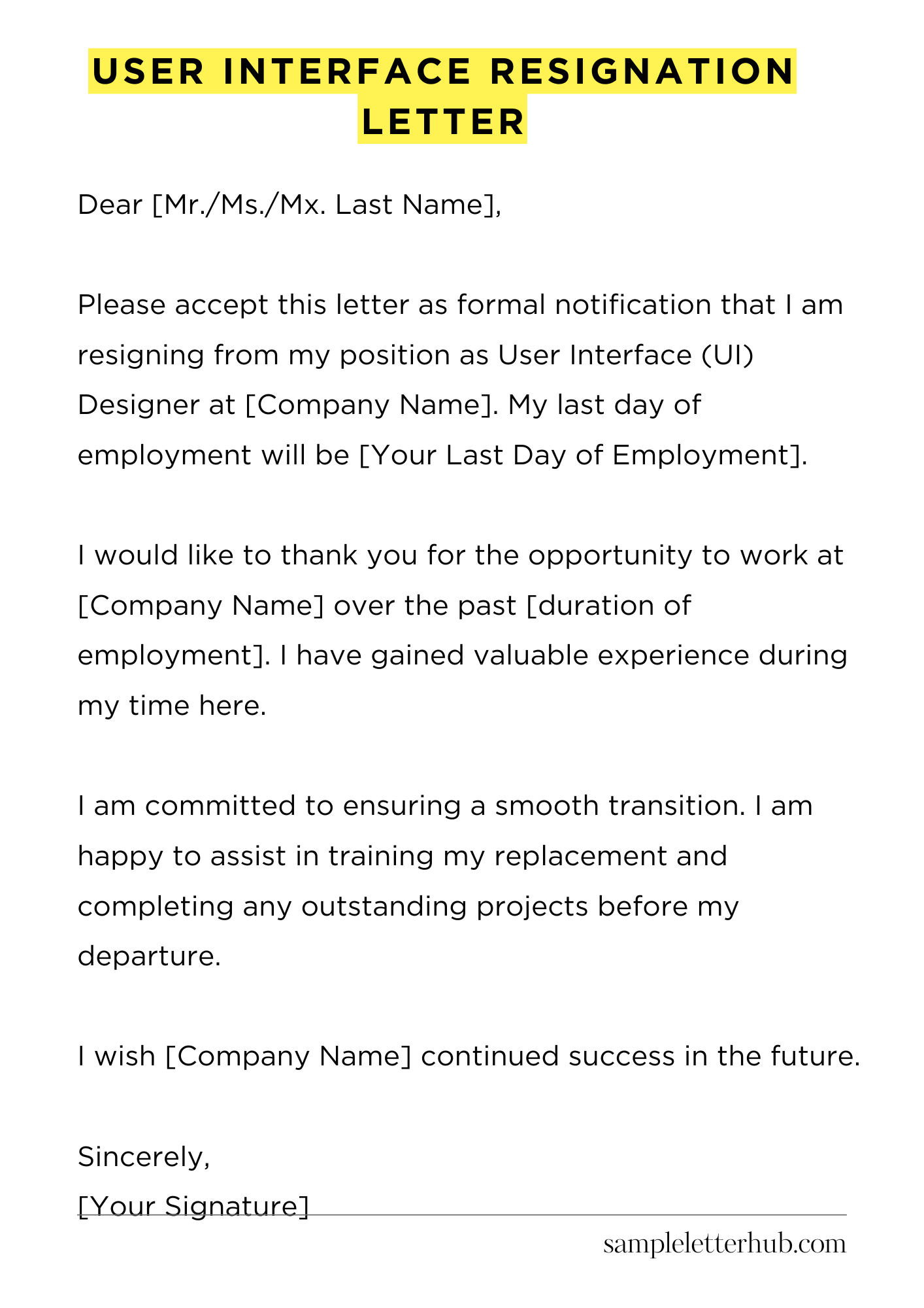 User Interface Resignation Letter