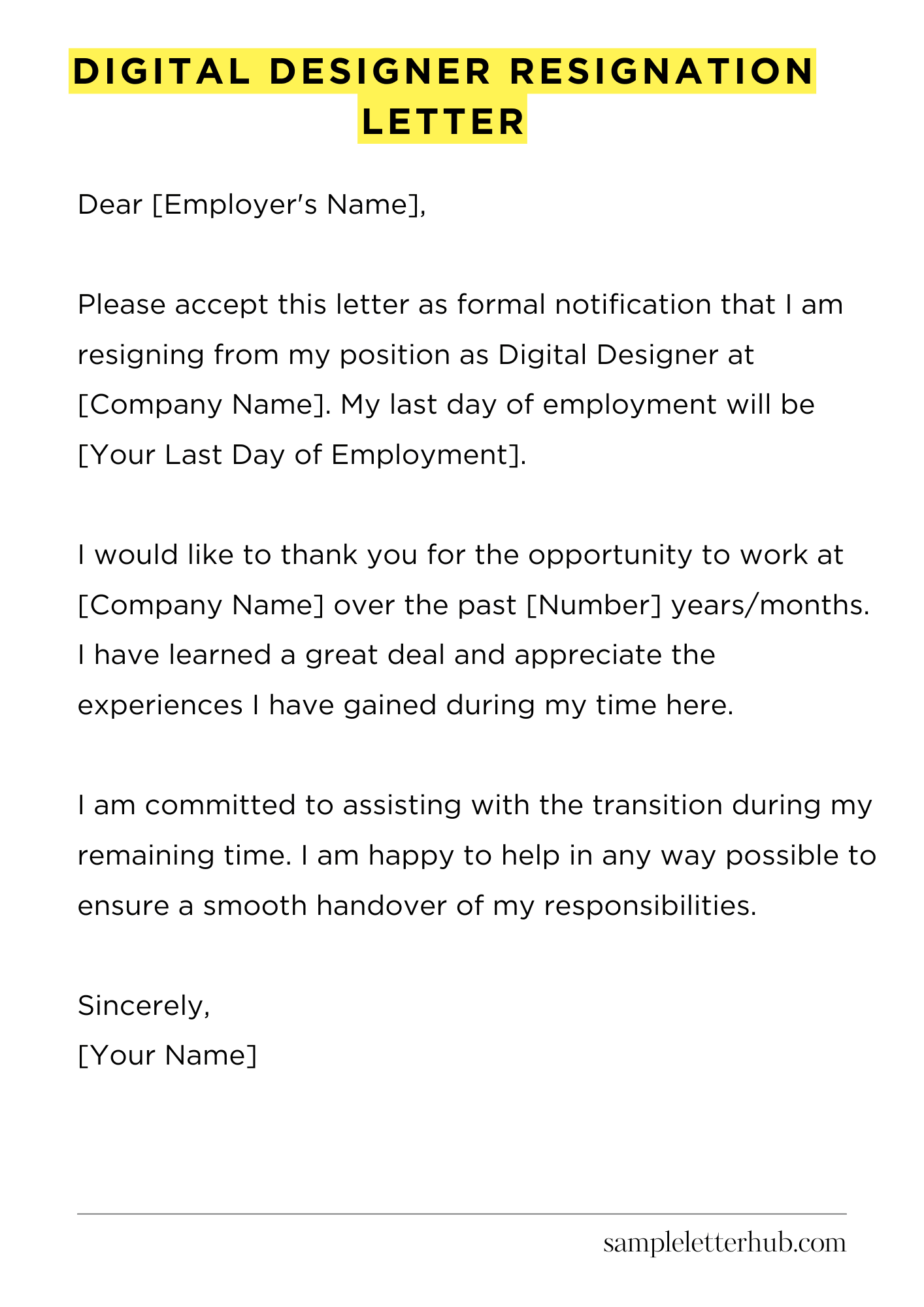 Digital Designer Resignation Letter