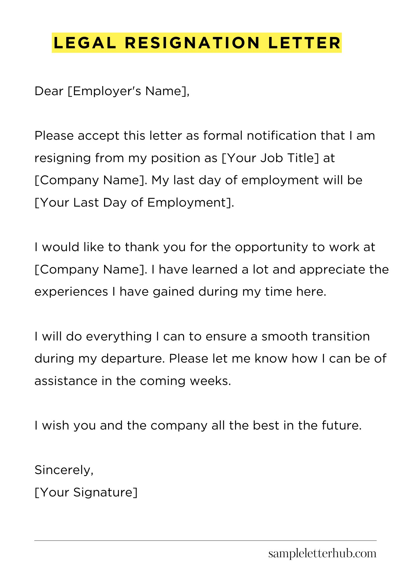 Legal Resignation Letter