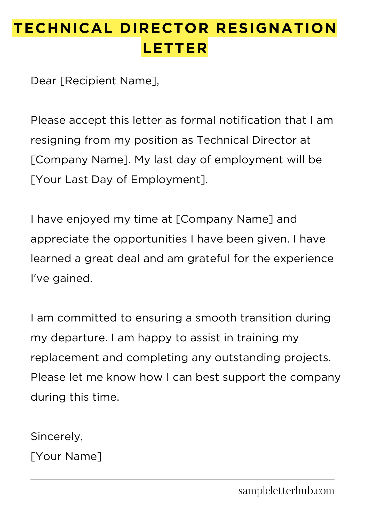 Technical Director Resignation Letter